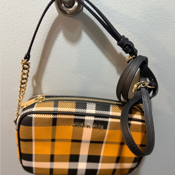 Michael Kors Plaid Crossbody Bag - Black and Yellow - Picture 1 of 2